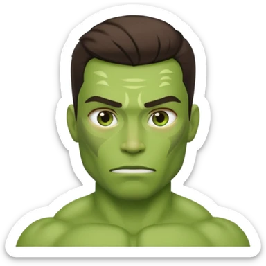 a person turning green and muscular, mid-transformation sticker