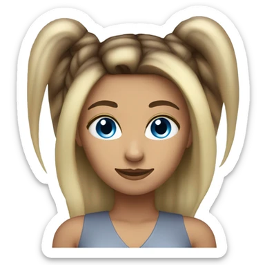 woman with straight dark brown hair with streaks of blonde and blue eyes. Just a face no chest  sticker