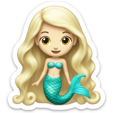pale mermaid with turquoise tail sticker