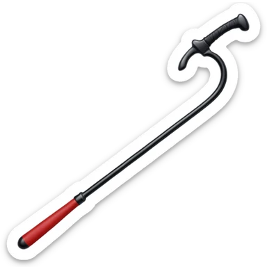 Riding crop with black handle and red tip sticker