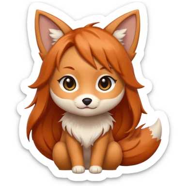chibi kitsune cute copper hair kawaii sticker