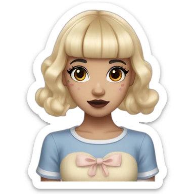 Melanie Martinez with blonde and black split hair sticker