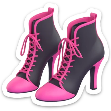 BLACKPINK-inspired gothic shoes, no hearts, black and pink, cute and sticker