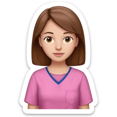 woman patient casual cloth brown hair oink cloth sticker