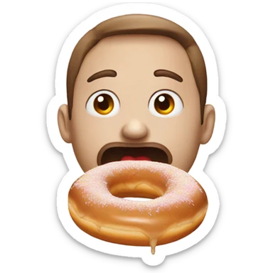 Emoji eating a white glazed donut sticker
