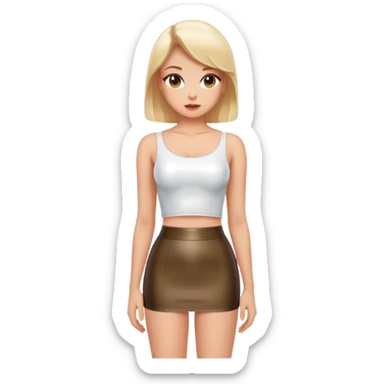 tight  short mini latex skirt and short top  sticker