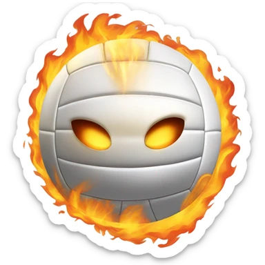 All white Volleyball with flames shooting of it sticker