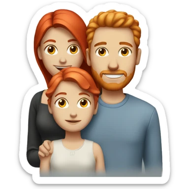 White family of 3 with red hair sticker
