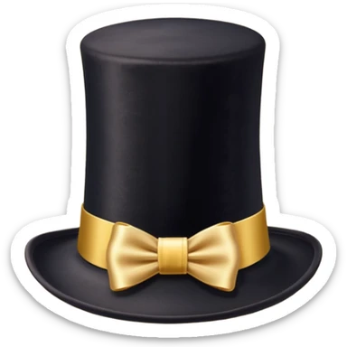 black magic hat with gold ribbon sticker