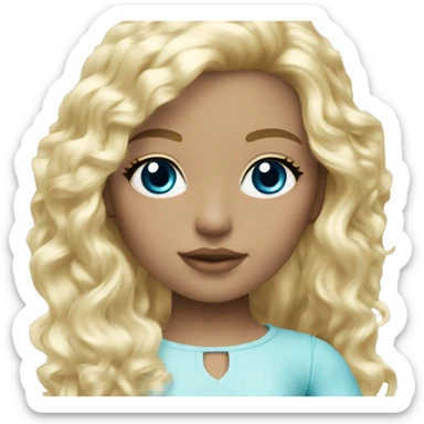 ocean blue doll eyes, blonde hair, feminine, pink, girl, angelic sticker