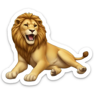 supine lion playing sticker