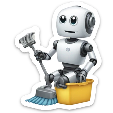 A robot doing chores sticker