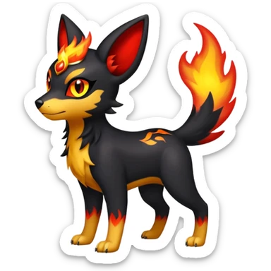 Cute Shiny Houndour-Quilava-Litten-Umbreon-Fakémon-hybrid-creature (full body)  sticker