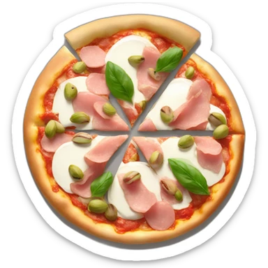 Pizza with burrata, mortadella and pistachios sticker