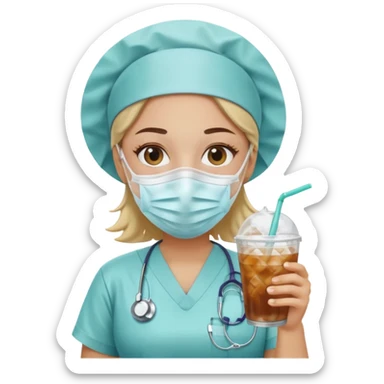 nurse holding iced drink sticker