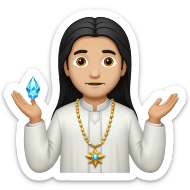 south asian star priest man long dark hair crystal sticker