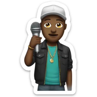 a white rapper with a microphone sticker