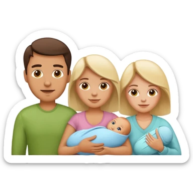 A family emoji set: a man and a woman as parents, and one newborn sticker