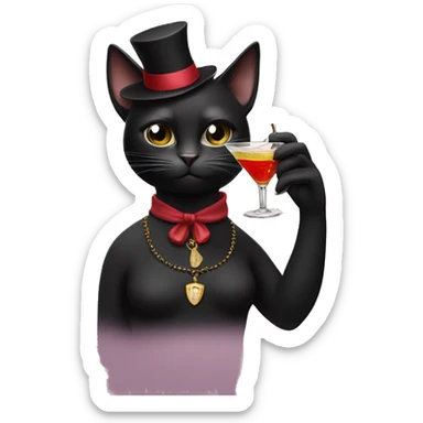 Black cat smoking and drinking a martini she’s a lady cat  sticker