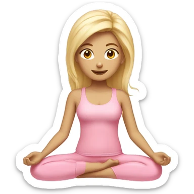 blonde yoga girl light pink clothes n sticker