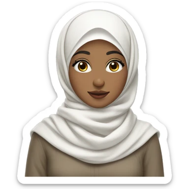 cute hijabi in a white hijab with winter makeup with winter clothes  sticker