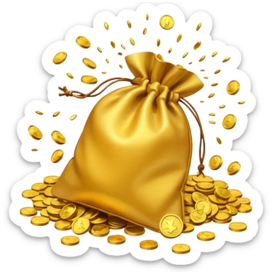 I would like a small pouch of gold coins that gets splattered viollently that splatters/scatters/falls on a 2d surface aggresively sticker