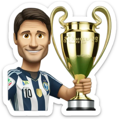 Javier Zanetti holding Champions League trophy sticker