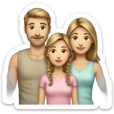 Caucasian-Mom-dad-daughter-cats sticker