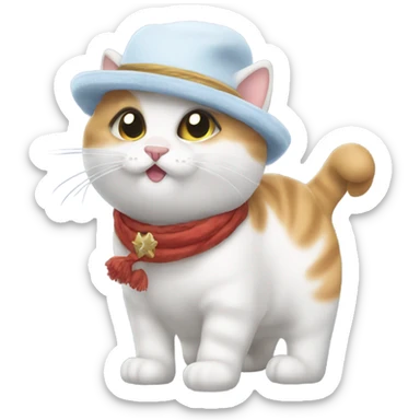 Siames cat with sant cloud hat sticker