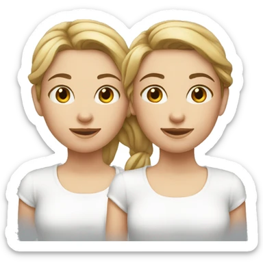 two caucasian girls wearing white shirts sticker