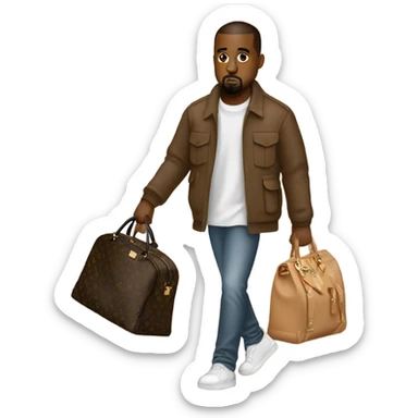 kanye west holding a louis vuitton bag sticker