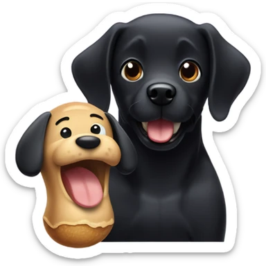 peanut with a smiling face next to a black dog  sticker