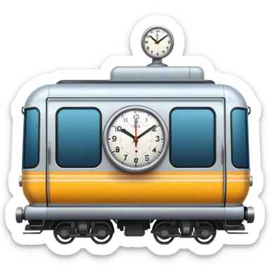 subway train with clock showing 1 minute, clean and vibrant sticker