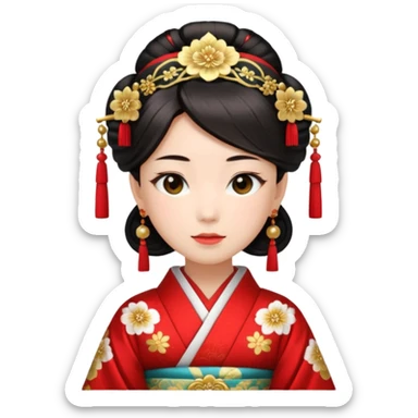 Japanese Princess with in red ceremonial robe kimono sticker