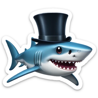 Shark with a top hat sticker