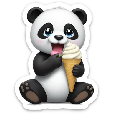 Panda eating ice cream sticker