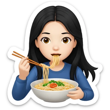 Show me a girl eating noodles  sticker
