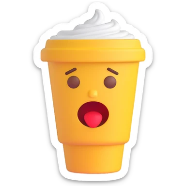 an annoying person emoji with a cup for a head, looking frustrated or upset because the cup has no coffee inside sticker