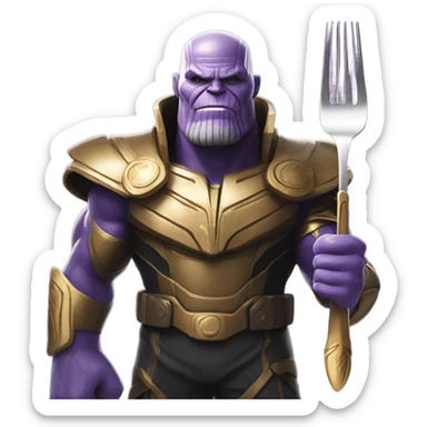 Thanos from squid game with a fork sticker
