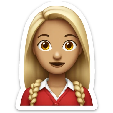 Loira de olhos castanhos e batom vermelho roupa de estudante sticker