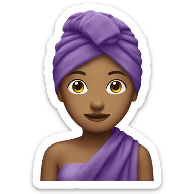 girl with a purple towel on her head sticker