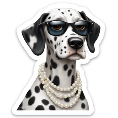 Dalmatian looking peinture with sunglasses and pearls neeklaces sticker