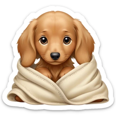 kawaii disney blonde long-haired daschund puppy cozy in a blanket sticker