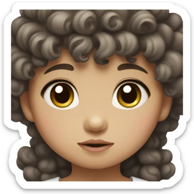 Korean cute baby girl with curly hair and black eyes  sticker