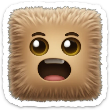 Brown fluffy pillow square sticker
