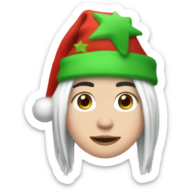 Billie Eilish with santa hat sticker