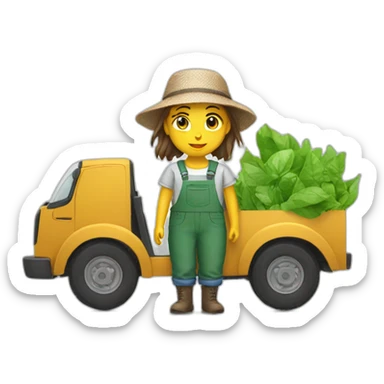 french farmer girl in a truck with a recycling t-shirt sticker