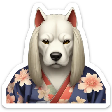 noh-dog-mask-longhair-massive-guy-japanese-kimono sticker