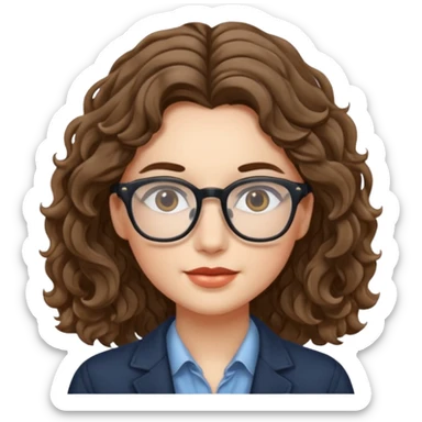 une belle personne avec beaucoup de details, des lunettes, des cheveux ondulé sticker