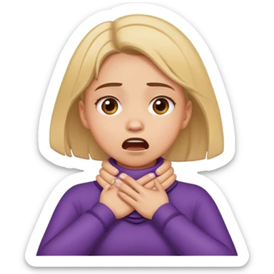 Girl with her hands over her neck in chocking emotion sticker
